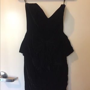 Vintage Black Velvet Strapless Homecoming Dress